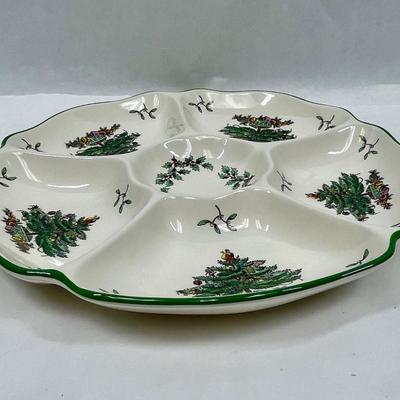 SPODE Divided Dish Serving Platter CHRISTMAS TREE pattern