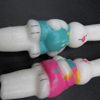 Retro Pair of Wax Easter Holiday Bunny Rabbit Candles