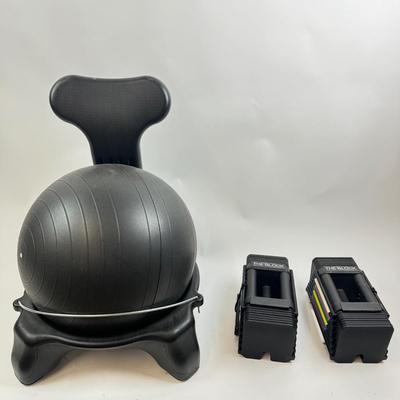 334 Pair of “The Block” Dumbbells and Exercise Ball Chair