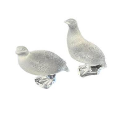 Lalique Crystal Quail Pair