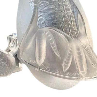 Lalique Crystal Quail Pair
