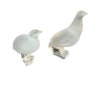Lalique Crystal Quail Pair