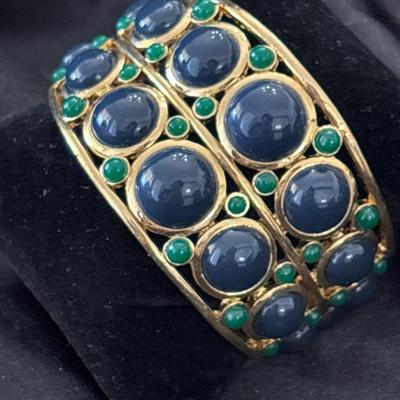 Turquoise Color Bangle Bracelet Blue Cabochons PRETTY