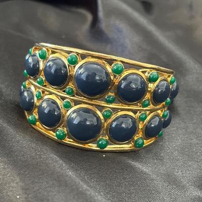 Turquoise Color Bangle Bracelet Blue Cabochons PRETTY