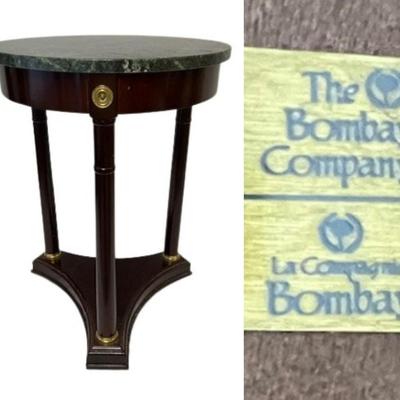 Bombay Company Mahogany and Marble End Table