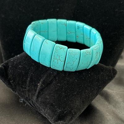 Caiyao Bohemian Vintage Simulated Turquoise Stretch Bracelet Handmade Ethnic Tribal Adjustable Turquoise Bangle Bracelet for Women Teens...