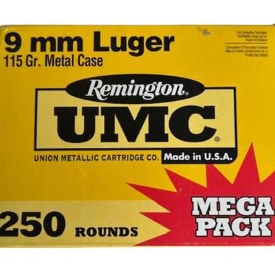 Remington UMC 9mm Luger Ammunition (NO SHIPPING)