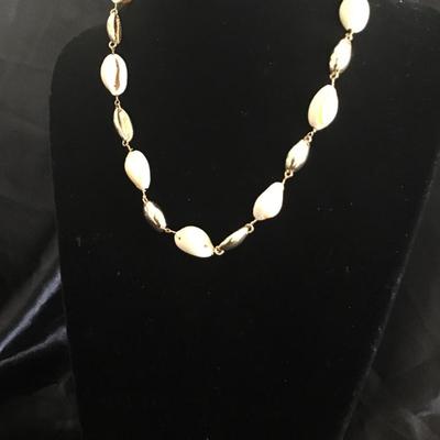 BoHo seashell, gold tone, seashell necklace
