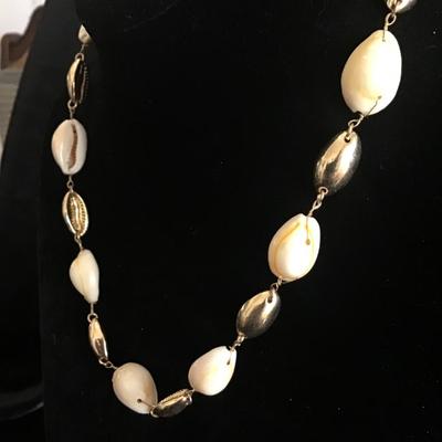 BoHo seashell, gold tone, seashell necklace
