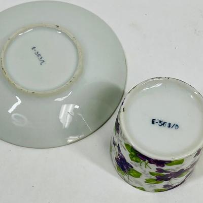 Vintage Demitasse Teacup & Saucer Purple Violets with Gold trim Inarco Japan