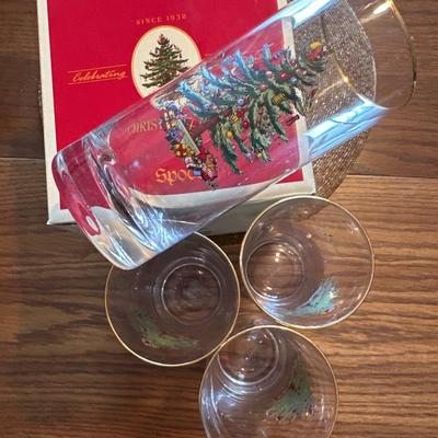 Set of four Spode Christmas tree tumblers NIB