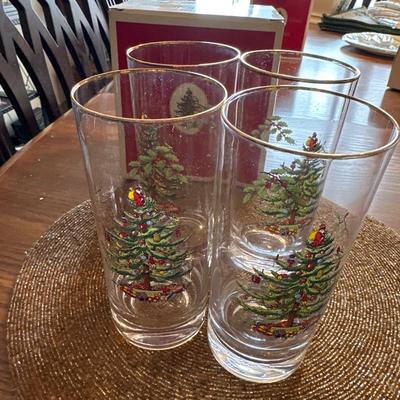 Set of four Spode Christmas tree tumblers NIB