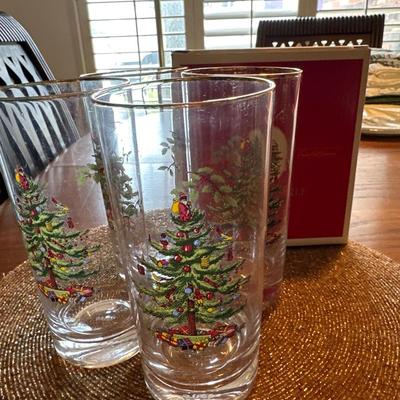 Set of four Spode Christmas tree tumblers NIB