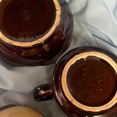 Vintage Hull/H.P. Co Oven Proof Brown Drip Glaze Dinnerware Lot