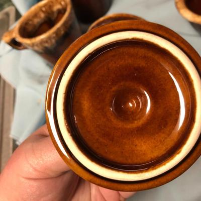 Vintage Hull/H.P. Co Oven Proof Brown Drip Glaze Dinnerware Lot