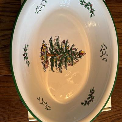 Spode Christmas tree oval serving bowl 12 1/2 inches New In Box