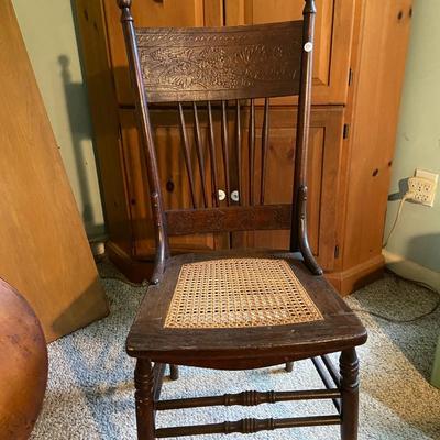 Vintage Cane Seat Chair with Ornate Back | Lot One