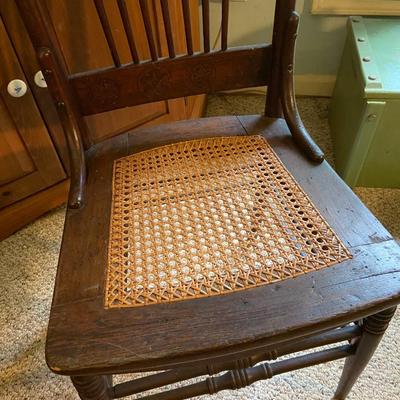 Vintage Cane Seat Chair with Ornate Back | Lot One