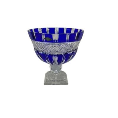 Shannon Crystal Cobalt Cut to Clear Pedestal Bowl