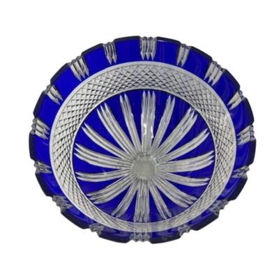 Shannon Crystal Cobalt Cut to Clear Pedestal Bowl