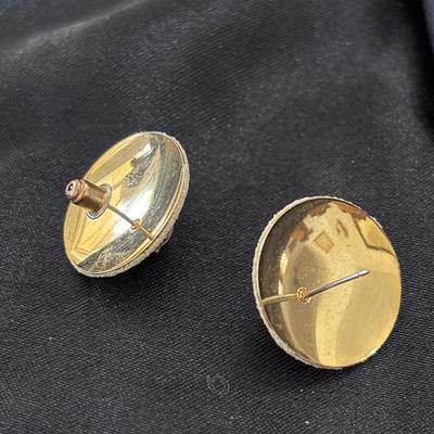 Vintage gold tone circle earrings