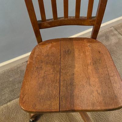 Vintage Oak Desk Chair with Casters