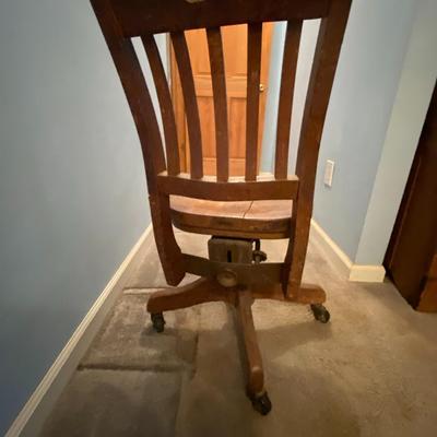 Vintage Oak Desk Chair with Casters