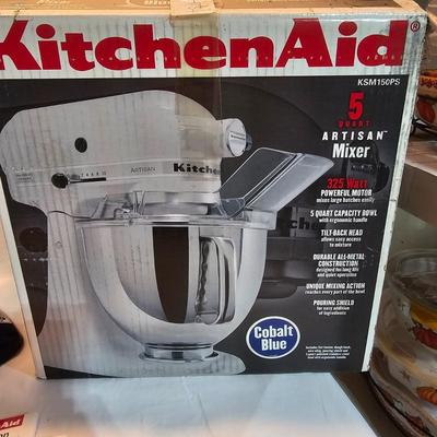 Cobalt Blue Kitchen Aid 5QT Artisan Mixer & Accessories, NIB (G-JS)