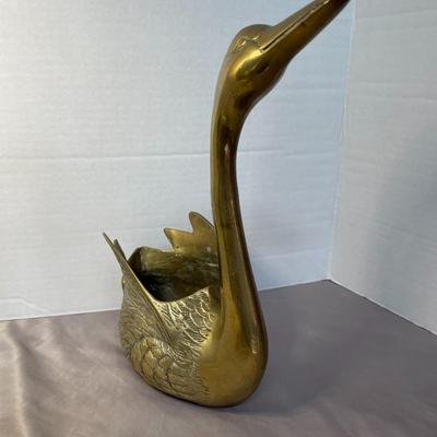 Large Brass Swan Planter