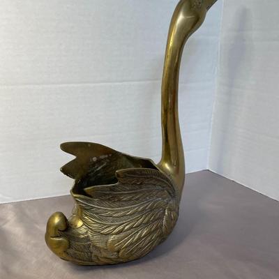 Large Brass Swan Planter