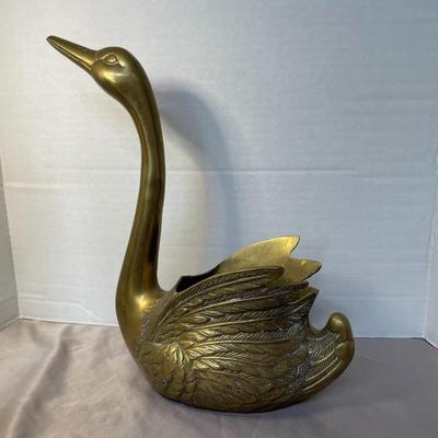Large Brass Swan Planter