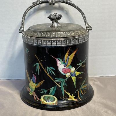 Hummingbird Painted Biscuit Barrel