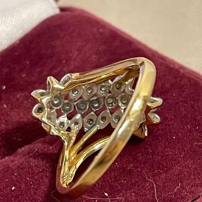 14KT Yellow and White Gold Diamond Pave Ring