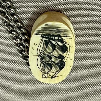 Earrings and Scrimshaw Pendant