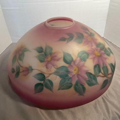 Large Glass Floral Painted Lamp Shade