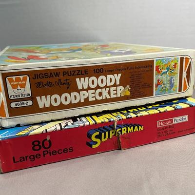 1980s Woody Woodpecker and Superman Puzzles