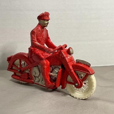 1950s Auburn Red Rubber Police Motorcycle