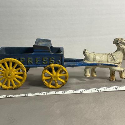 Vintage Cast Iron Goat and Express Wagon