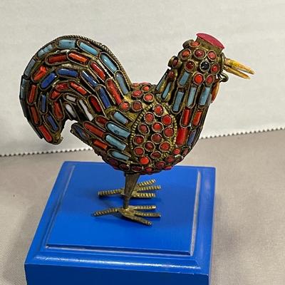 Nepal Tibetan Folk Art Copper and Stone Rooster - Google Alert