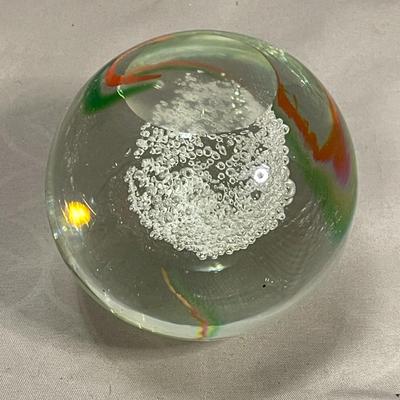 Green and Red with White Bubbles Paperweight