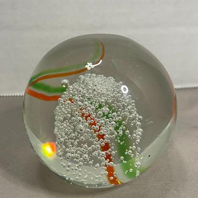 Green and Red with White Bubbles Paperweight