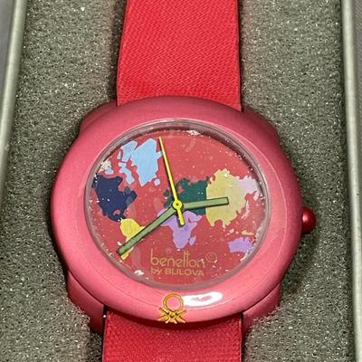 Red Benetton Watch by Bulova