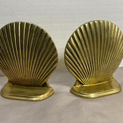 Brass Clamshell Bookends