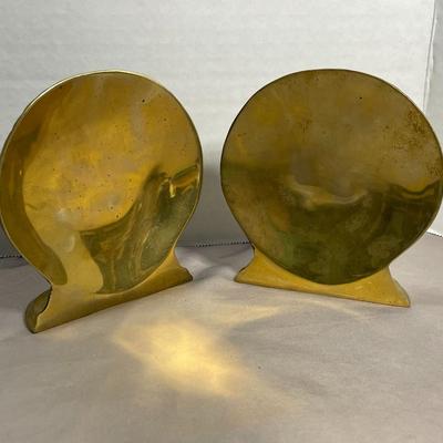 Brass Clamshell Bookends