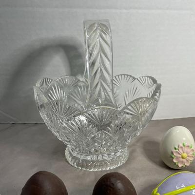 Crystal Basket with Ceramic Eggs