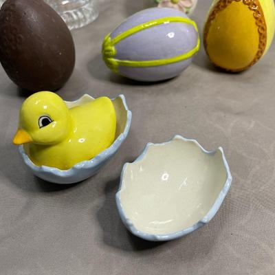 Crystal Basket with Ceramic Eggs