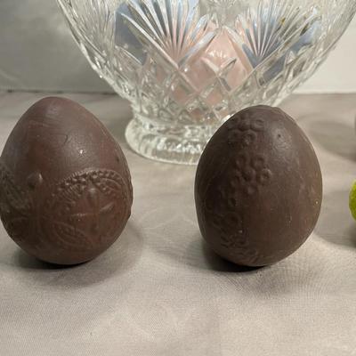 Crystal Basket with Ceramic Eggs