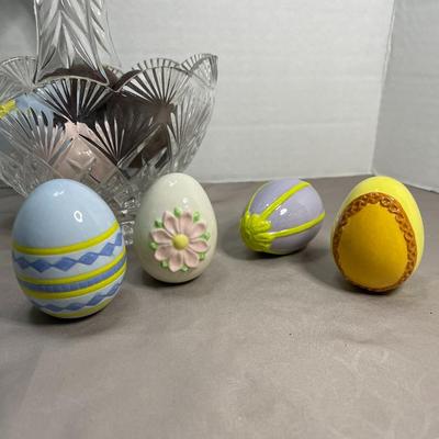 Crystal Basket with Ceramic Eggs