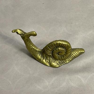 Vintage Solid Brass Garden Snail