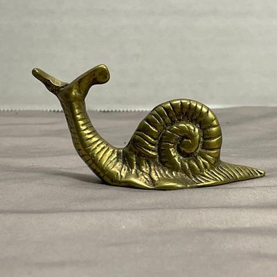 Vintage Solid Brass Garden Snail